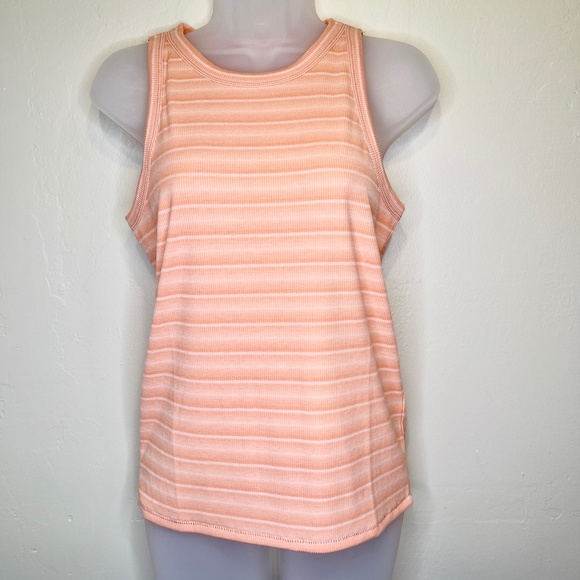 Madewell | NWT Peach Striped Ribbed Slim Fitted Basic Comfy Classic Tank Top - Picture 4 of 10